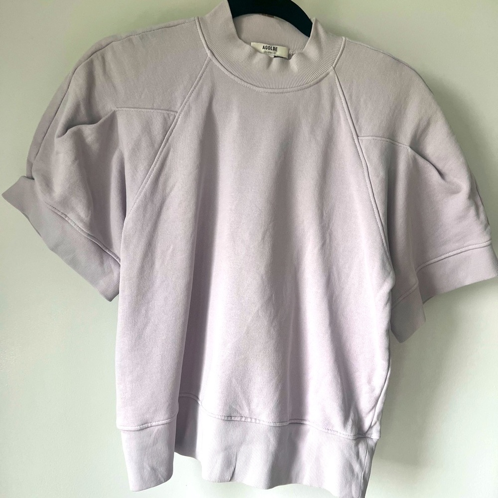 AGOLDE light lavender/grey round shoulder sweatshirt with puff sleeves size XS